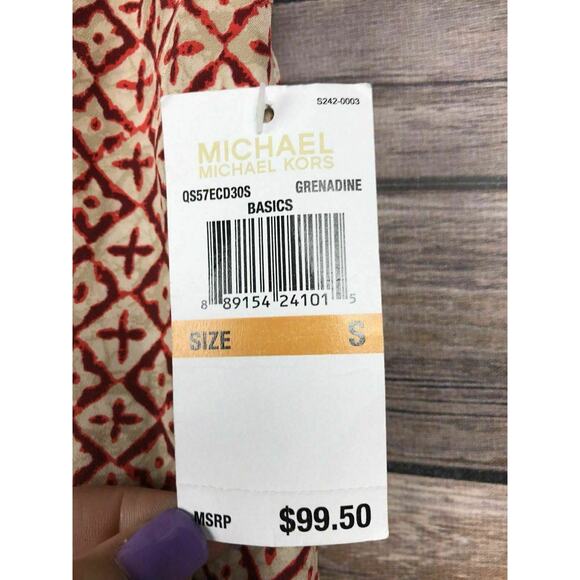 Michael Kors Women's Red Grenadine Print Front Slit Maxi Skirt Size Small NEW - Picture 5 of 6